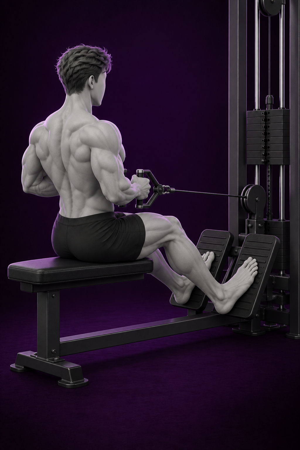 Man performing seated cable row